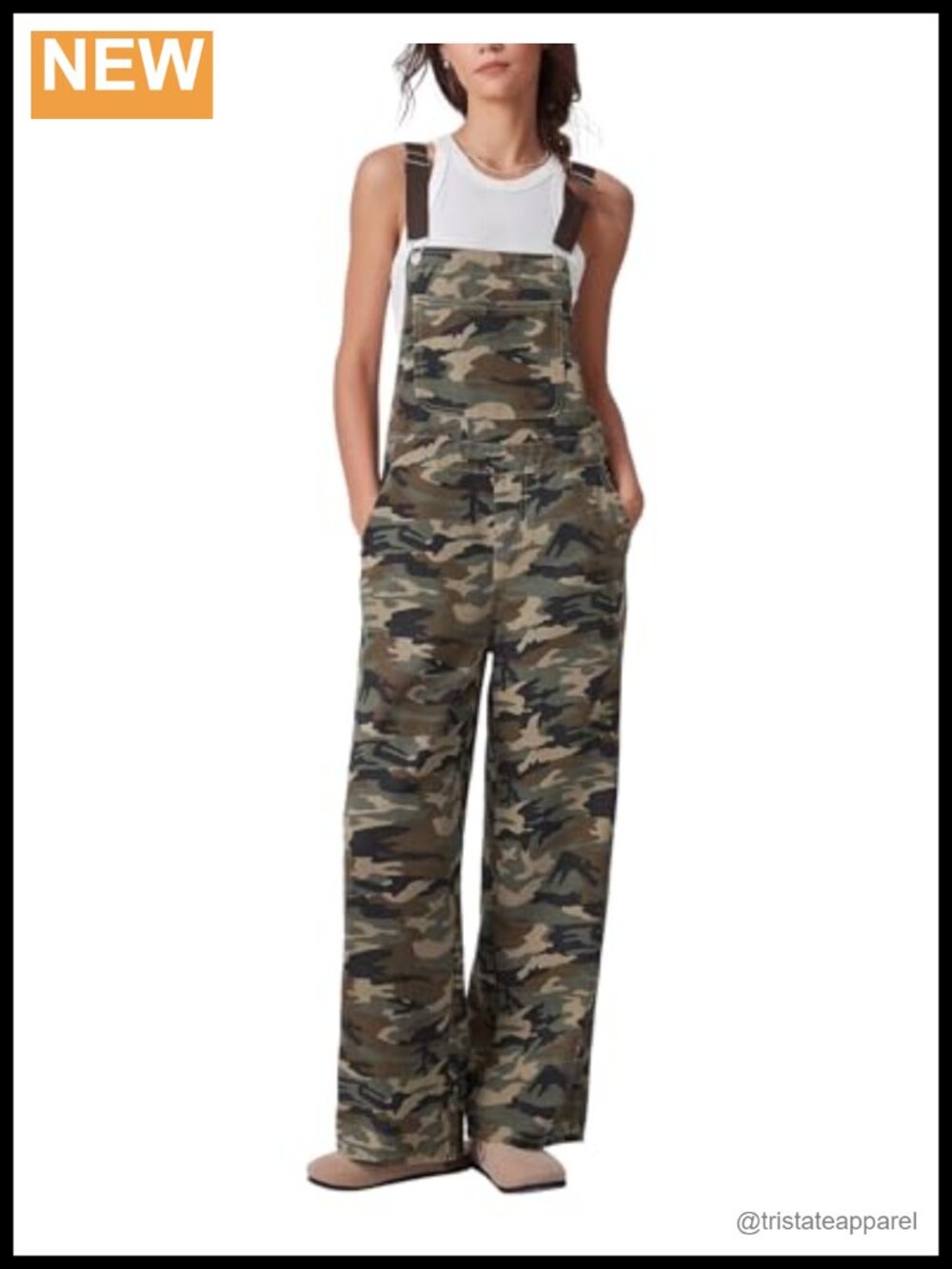 Womens Camo Denim Overalls Wide Leg Baggy Bib Jean Jumpsuit